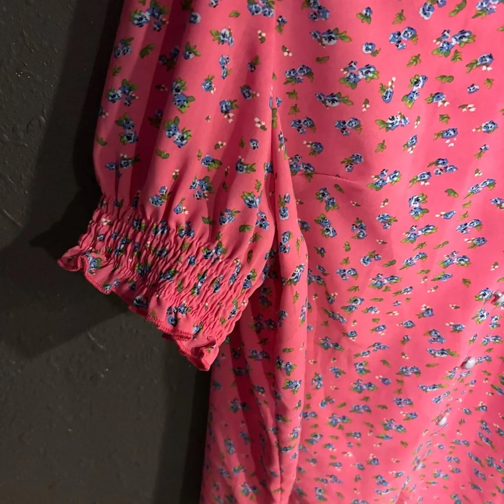 Shein Coral Floral Blouse - Picture 2 of 5